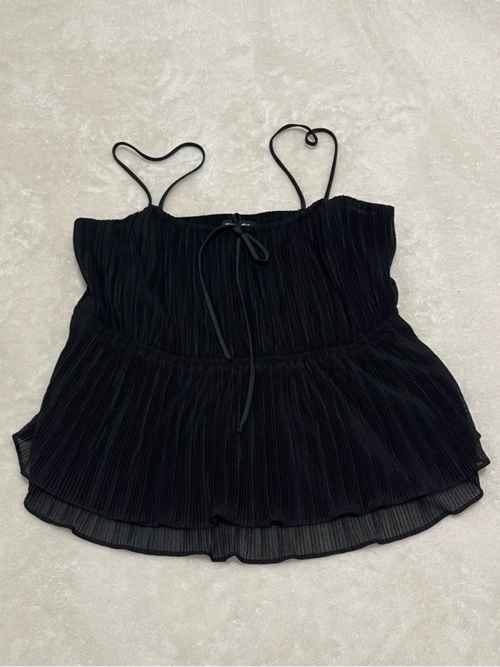 Express Black Pleated Spaghetti Strap Tank Top